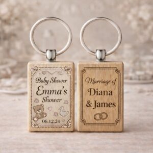 Personalized Wooden Keychains – Set of 10